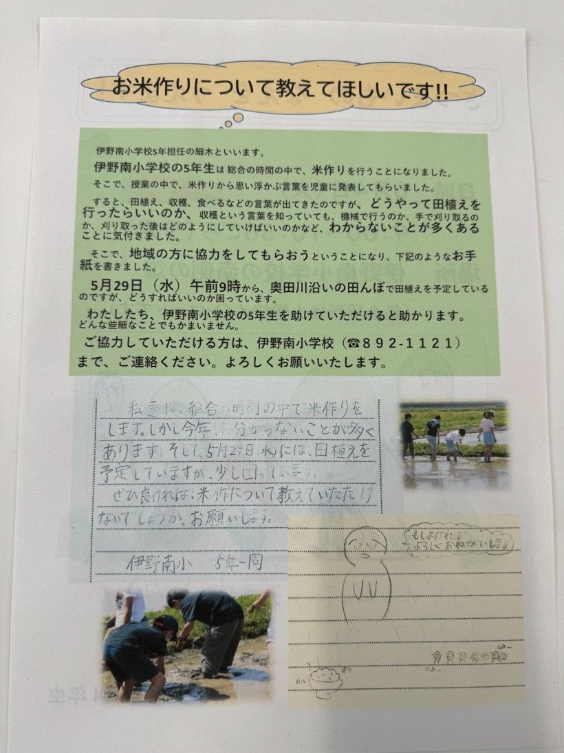 お米作りのチラシ